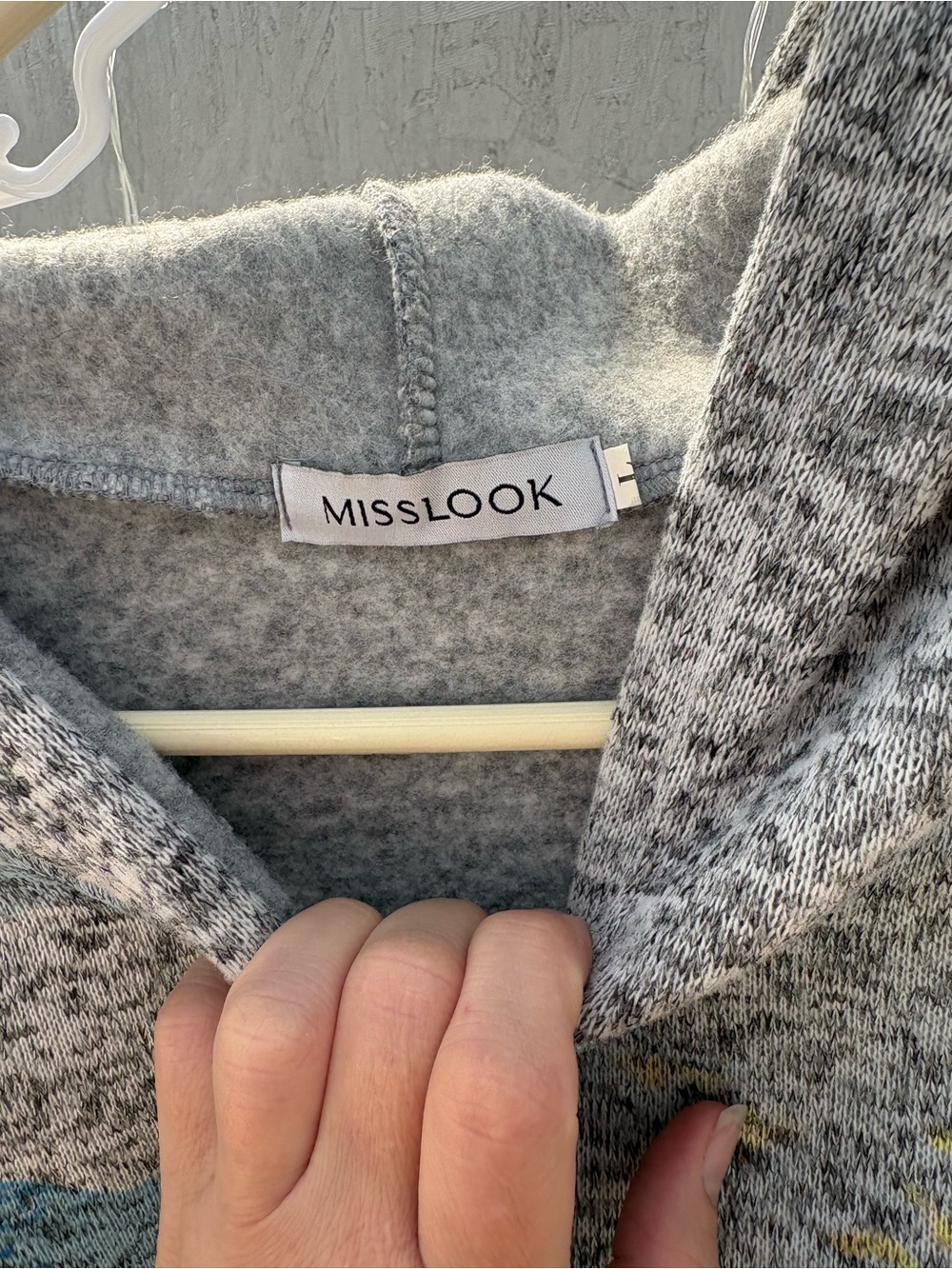 MISSLOOK Grey Knit Hooded Pullover - Picture 3 of 7